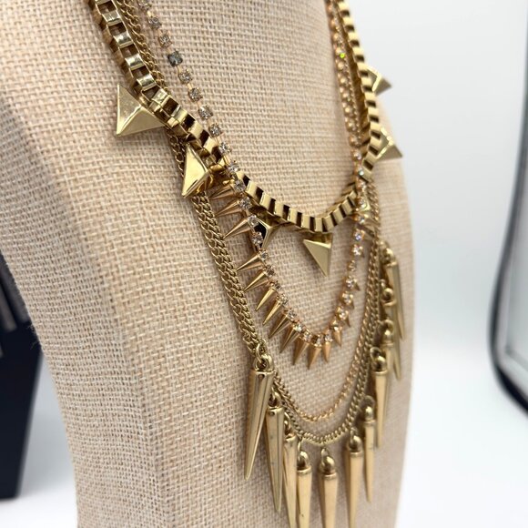 Jewelry Lot Women Collar Spikes Rivets Chunky Draped Silver Gold Tone Mix Metals - Picture 3 of 16